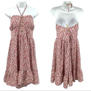 SHEIN Pink Floral Halter Neck Mini Dress